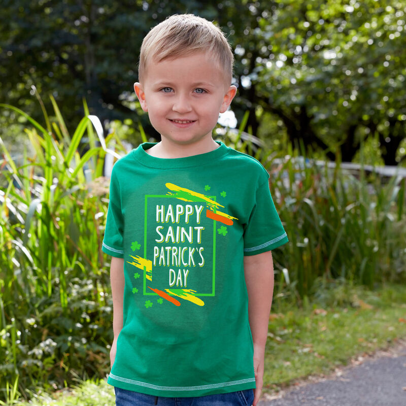 St. Patrick's Day Kids Neon Print Green T-Shirt